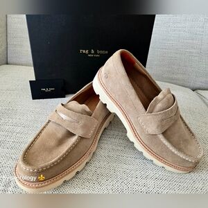 NWB RAG & BONE Men’s Platform Penny Loafers Nougat Suede Size:44